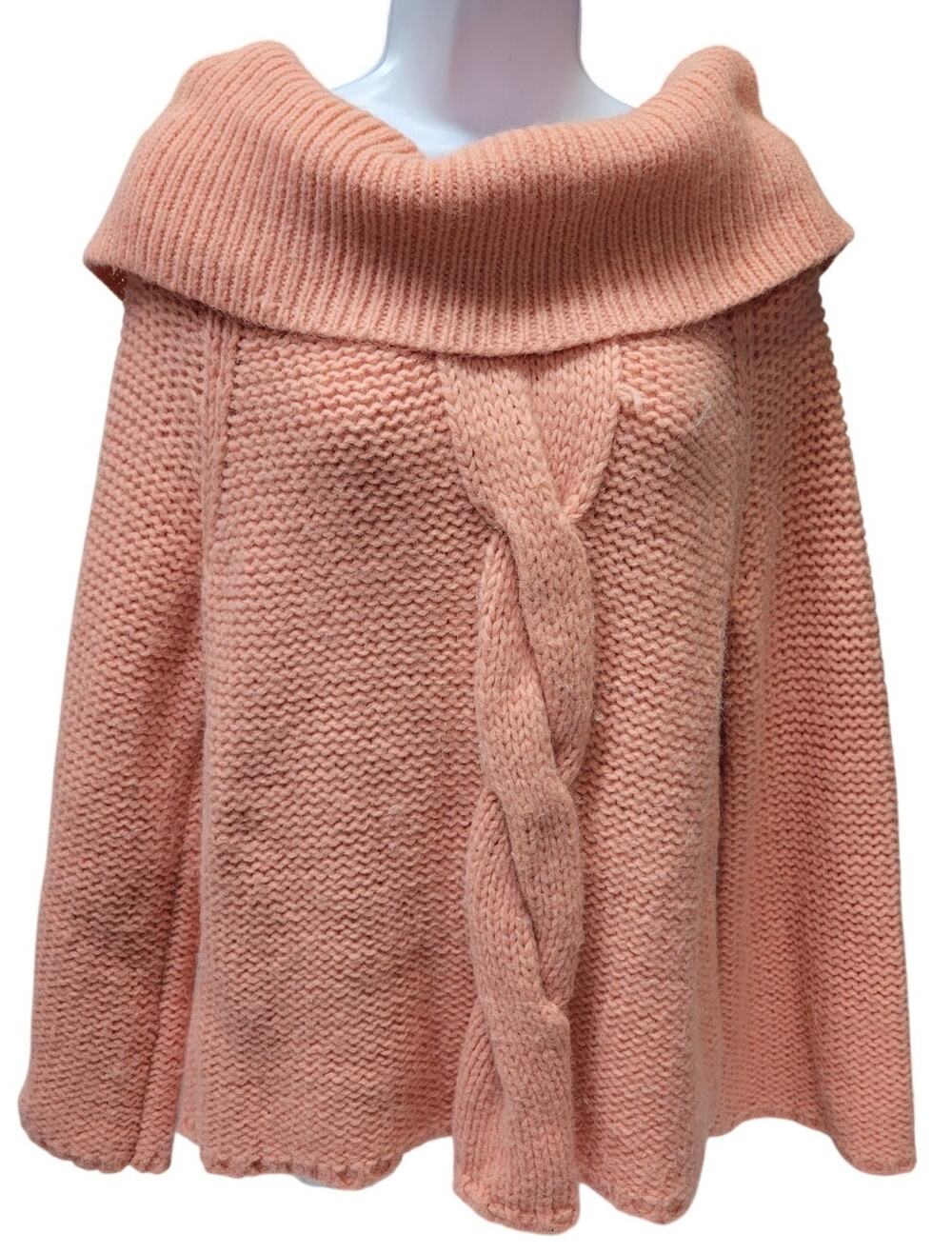 Michael Kors Womans XL Sweater Peach Alpaca Blend Cowl Neck Cable Knit Detail
